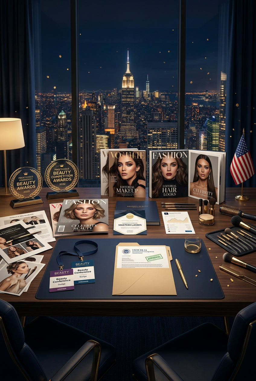 Top of the field в beauty-индустрии без научной степени — признание в индустрии, sustained acclaim, международное признание для EB-1A